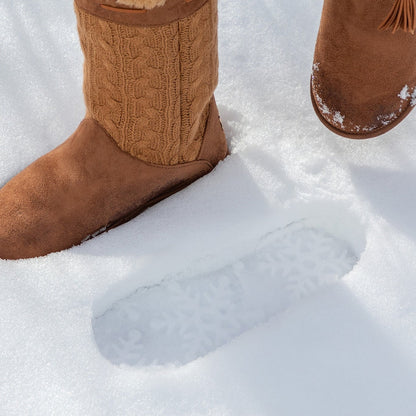 Paw Print Tall Knitted Boots With Beaded Tassels