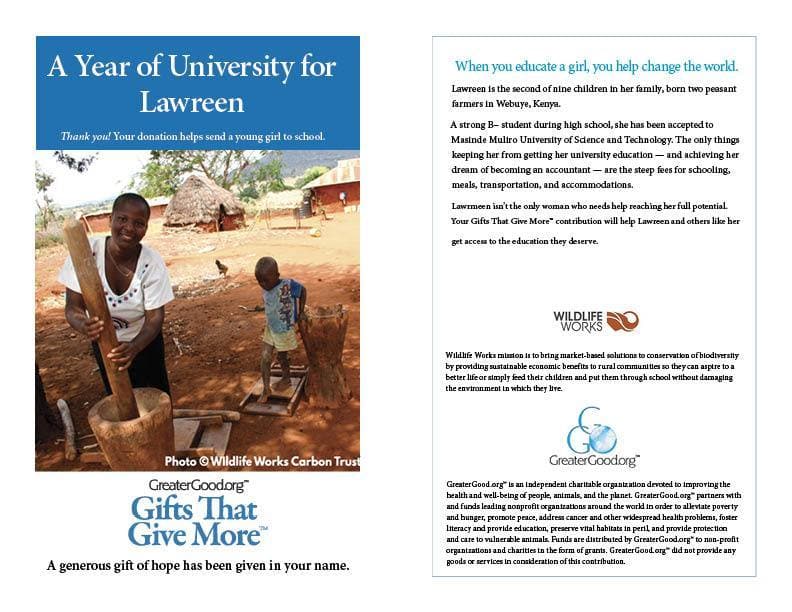 Donation - A Second Consecutive Year Of University For Lawreen Nyae