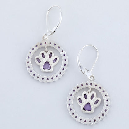 All Over Shine Sterling Paw Print Earrings