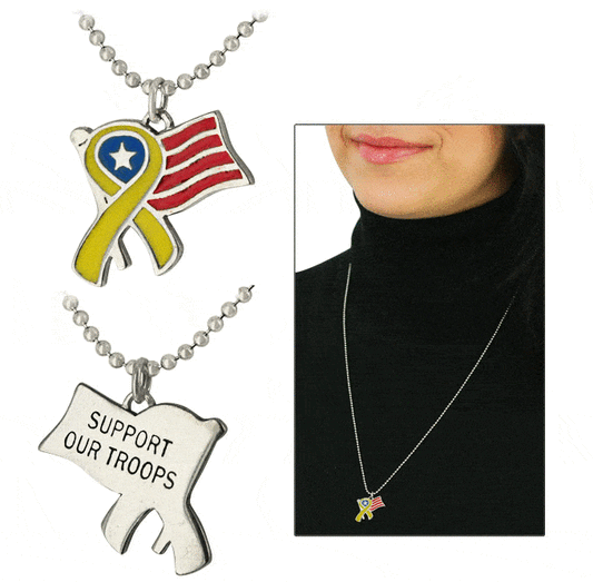 Supporting Our Troops Yellow Ribbon Necklace